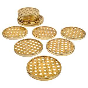 Unique Style Brass Coaster Stainless Steel Coaster Place Mats <b>Dining</b> Mats Metal Engraving Coaster at very reasonable price - Product Image 1
