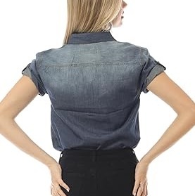 Camisas de mezclilla ecológicas al por mayor OEM 2026 para mujer, transpirables, hechas a medida, de algodón, con cuello en V, estilo High Street, para otoño e invierno - Product Image 6