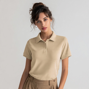 <b>Drop</b> Shoulder Short Sleeved Oversized Women Polo Shirts Button Down Turn Down Collar Polo Shirt Women's Casual Summer Polo - Product Image 4