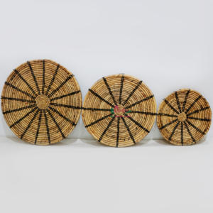 Lot de 3 décorations murales en jacinthe d'eau en jonc de mer, assiettes d'art mural faites à la main pour la décoration de la maison - Product Image 2