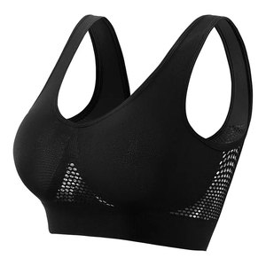 Seamless Solid Color Racerback Sports Bra For Women Medium Support Yoga Breathable Mesh Spandex Polyester Stretch Fabric - Product Image 6