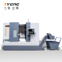 Tour CNC horizontal de précision 3 axes TCK56Y, robuste, avec commande GSK, changeur d'outils automatique unique et conception à banc incliné