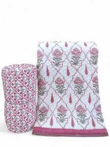Edredones de Algodón Acolchados de Doble Cara con Estampado Floral, Peso Medio, Transpirables, para Decoración del Hogar - Product Image 5