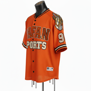 เสื้อยืดผู้ชายผ้าฝ้าย 100% ทรงหลวม พิมพ์ลาย เสื้อเบสบอลชาย ระบายอากาศได้ดี แต่งผ้าตาข่ายโพลีเอสเตอร์ ปักเลื่อม โลโก้เชนีลแบบกำหนดเอง - Product Image 4