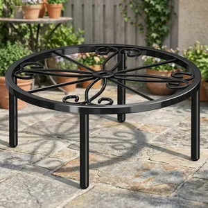 Support de plante rond en métal, design ajouré, support de pot de fleurs autoportant, support de plante décoratif en fer pour la maison, le jardin, le balcon - Product Image 1