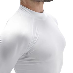Men's White <b>Long</b> <b>Sleeve</b> T Shirt Mock Neck Slim Fit <b>Plain</b> Basic <b>Top</b> Stretch Casual Undershirt Lightweight Fitted Athletic - Product Image 5