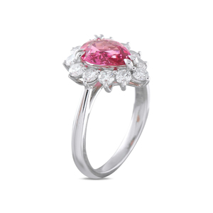 Romantic Flower Shape Pink Gemstone <b>Ring</b> With Oval Cut Diamonds 18K Solid Gold Women's Engagement <b>Ring</b> - Product Image 2