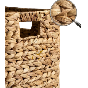 Panier de rangement en jacinthe d'eau tressé à la main, bac pliable en forme de cube, organisation de la maison style bohème - Product Image 4