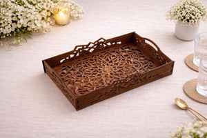 Bandeja de Servir de Madera Moderna con Corte Láser, Archivos Decorativos para Corte Láser de Madera Personalizado - Product Image 4