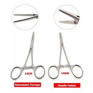 5PCS Stainless Steel Needle Holder <b>Pliers</b> Hemostatic Surgical Forceps Instrument <b>Set</b> with Locking Clamps and Straight Tip - Product Image 4