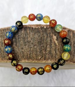 Most Selling Multicolor Om Mani Padme Hum <b>Crystal</b> <b>Bracelet</b> 8mm Reiki Chakra <b>Healing</b> Handmade Ashtray Made From Stone For Sale - Product Image 1
