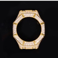 Boîtier de montre de luxe en moissanite, étanche, léger et respirant, en laiton massif avec lunette entièrement sertie de diamants, conforme aux normes.
