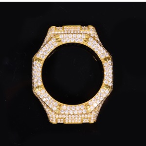 Boîtier de montre de luxe en moissanite, étanche, en laiton massif, avec lunette entièrement sertie de diamants, passe le testeur, pièce accessoire - Product Image 1