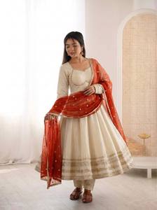 Conjunto de Traje Anarkali de Diseñador para Mujer, Vestido Étnico para Fiesta con Dupatta, Salwar Kameez Indio Festivo para Boda, Vestido con Falda Acampanada - Product Image 2