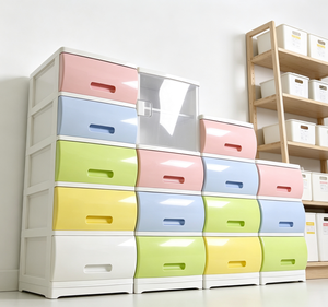 Cajonera de Plástico Blanca de 3 Niveles para Bebés, Organizador de Guardería Apilable, Torre de Almacenamiento para Ropa y Juguetes de Niños - Product Image 5