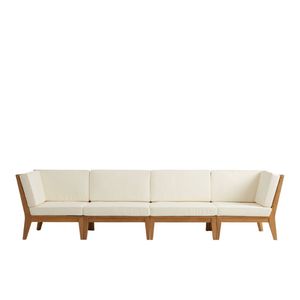 Midcentury Veno Modern Teak <b>Sofa</b> Outdoor with <b>Cream</b> Cushions Eco-Friendly & Durable for Living Room - Product Image 1