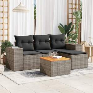 Conjunto de Sofá de Jardín de Ratán Gris Oscuro de 3 Plazas, Muebles de Exterior Resistentes a la Intemperie, Diseño Contemporáneo - Product Image 3