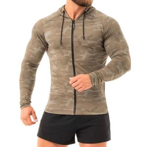 Top Qualité kaki Camo Zip Up Gym À Capuche Pour Hommes Haute performance gym Zip Up Veste classique camo imprime - Product Image 1