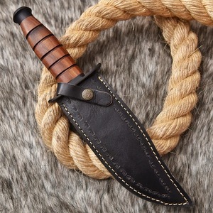 Cuchillo Bowie Táctico de Hoja Fija, Acero al Carbono, Punta Caída, Mango de Madera, para Caza, Supervivencia al Aire Libre, OEM - Product Image 2