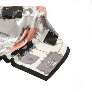 Foulard carré en satin de soie 90 cm, motif vintage, pour femme, hijab musulman, bandeau, nouveau bandeau pour cheveux, 90*90 cm - Product Image 4