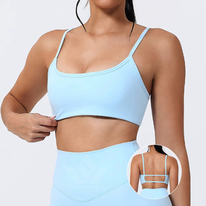 Vêtements de sport pour femmes, bretelles spaghetti, taille haute, col rond, découpe au dos, extensible, respirant, séchage rapide, yoga, gym, fitness, entraînement - Product Image 2