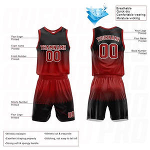 Uniformes de basket-ball personnalisés en gros Royal-Black, logo et nom imprimés, pour hommes adultes, en mesh, col en V, sans manches, respirants - Product Image 2