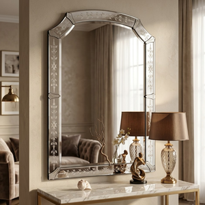 Miroir mural décoratif vénitien orné |   Miroir d'appoint vintage baroque de luxe |   Miroir de style antique |   Décoration d'intérieur moderne - Product Image 4