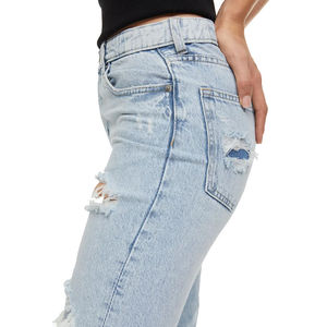 Best Quality Custom Logo High <b>Waist</b> Ripped Wide Leg <b>Jeans</b> Women Vintage Distressed Denim Pants Best Selling Denim <b>Jeans</b> - Product Image 5