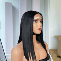Perruque de couleur noir de jais de 14 pouces avec fermeture 2x6 Super Double Drawn Hair Qualité Vietnamienne de haute qualité