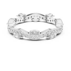 Synthetic Diamond 0.67 CTW E Color Marquise Round 925 <b>Silver</b> Wave Eternity <b>Band</b> Luxury Unisex Pave <b>Ring</b> - Product Image 3