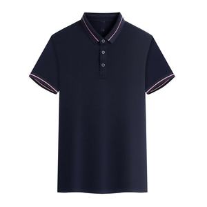 Polo de hombre con ribete en contraste, manga corta, casual, corte ajustado, mezcla de algodón, moda de verano, ropa masculina, rosa menta, azul marino, suave - Product Image 6