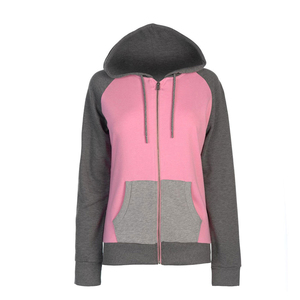 Unisex Pink Gray Zipper-Up Hooded Sweatshirt Regular Fit Solid Casual Autumn Wear Knitted French Terry 100% Cotton Eco-Friendly - Product Image 1
