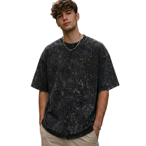 Fabricant de T-shirts 100% Coton OEM, Coupe Oversize à Épaules Tombantes, Style Vintage Délavé à l'Acide, Écologique, Impression Personnalisée, Faible MOQ, Vente en Gros - Product Image 1