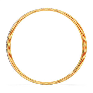 Brazalete de Oro de Dos Tonos con Borde Acanalado y Línea de Diamantes Cultivados en Laboratorio - Product Image 5