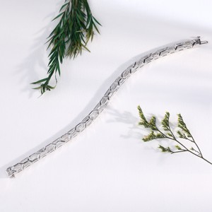 Luxury White Gold Hexagon Cut Diamond Link Bracelet Geometric Tapered Baguette Crystal Chain Bracelets Wedding Fine Jewelry <b>Gift</b> - Product Image 2