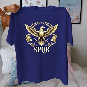 SPQR águila con corona de laurel Camiseta de algodón puro para mujer ajuste cómodo - Product Image 5