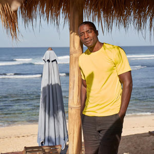 T-shirt unisexe Ultifresh en polyester tissé, coupe classique, manches courtes, col rond, uni, décontracté, respirant, écologique, résistant à l'eau - Product Image 5