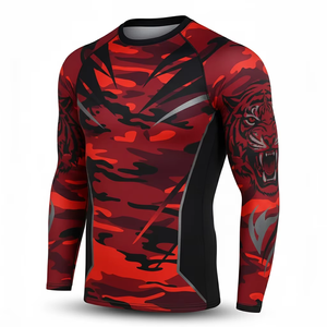 Custom LOGO Rash Guard <b>Long</b> <b>Sleeve</b> Quick Dry <b>BASE</b> <b>LAYER</b> Protection Anti-UV Spandex/Polyester Printed Unisex Compression Shirts - Product Image 4
