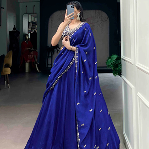 El Vestido Étnico Lehenga Choli con Bordado Tradicional Indio y Pakistaní Más Hermoso para Mujer - Product Image 5