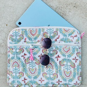 Designer Luxurious Modern Soft Portable Pure Cotton Quilted <b>Laptop</b> <b>Sleeve</b> Multi Pocket Zipper Case Handmade - Product Image 2
