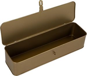 Vintage Gold Metal Trunk Set of 3 - <b>Decorative</b> Stackable Storage <b>Boxes</b> <b>with</b> Latch Closures for Home Decor and Organization - Product Image 4