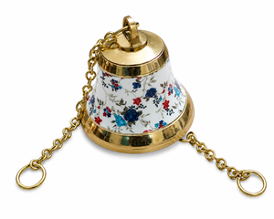 Campana Colgante de Latón Chapada en Oro Hecha a Mano con Diseño Floral, Adorno Decorativo para el Hogar y Espacios Espirituales - Product Image 1