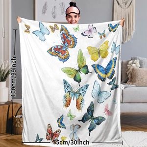Butterfly Sherpa Throw Blanket for Home 60 X 80 Inch Reversible Fleece Blankets for Girls Hippie Style Bedding Fabric - Product Image 5