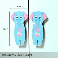 Poignées de porte en bois d'acacia faites à la main, poignées de tiroir pour enfants en bois naturel motif éléphant bleu, poignées de commode, poignées de placard, poignées de cuisine