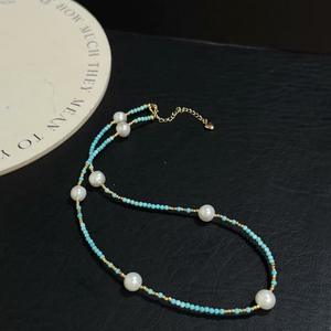 Collar de Perlas de Agua Dulce Turquesa Ajustable, Collar de Moda para Mujer, Joyería con Cuentas, Estilo Ligero y Lujoso, Collar de Nicho - Product Image 4