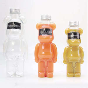 Bouteille à vis argentée transparente en PET de 700 ml, réutilisable, personnalisée, imprimée sérigraphiée, pour thé aux perles, avec couvercles et pailles, motif ours Kawaii - Product Image 6
