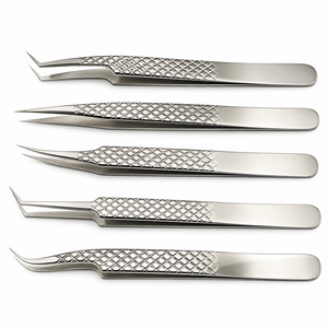 Professional Silver <b>Mirror</b> Finish High Quality Japanese Stainless Steel Custom Logo Diamond Grip Eyelash Extension Tweezers - Product Image 2