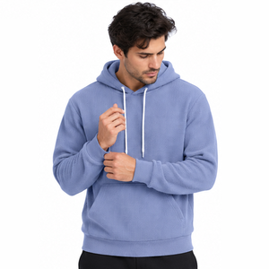Sweat à capuche personnalisé pour homme en maille gaufrée, pull décontracté et tendance à manches longues, streetwear, vente en gros usine - Product Image 4