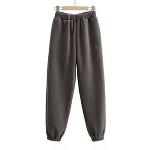 Pantalon de survêtement en molleton pour homme, taille élastique, poches latérales, décontracté, automne, mi-lourd, tricoté, gris, noir, marron - Product Image 2