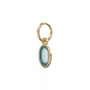 Pendentif en or massif 14 carats fait main avec cabochon ovale en aquamarine bleue / Bijou en or jaune massif 14 carats avec pierre précieuse bleue - Product Image 5